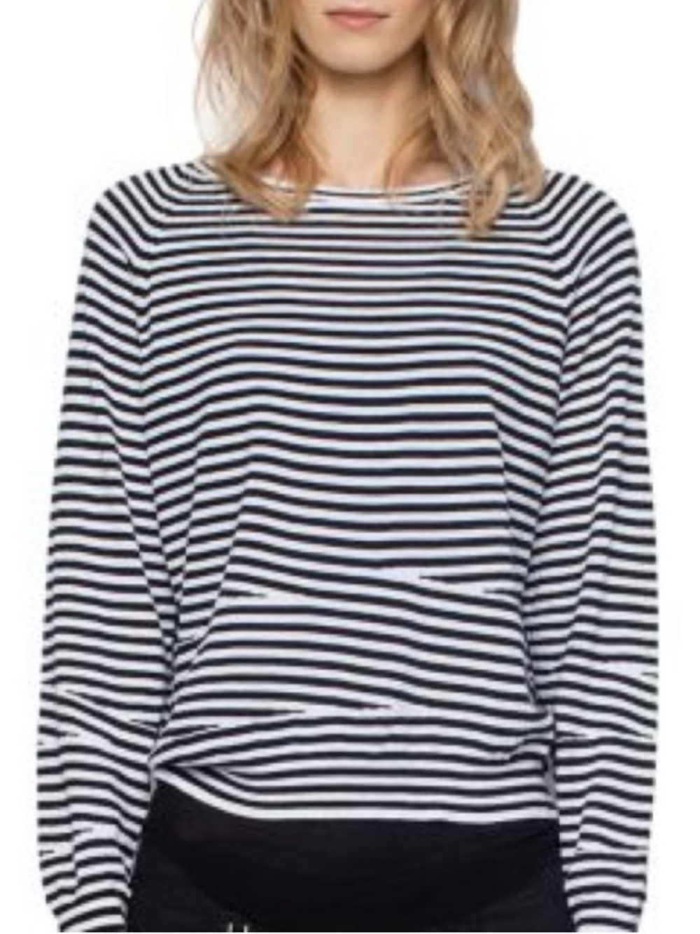 Zadig & Voltaire Camille Raye Black and White Striped Long-Sleeve Top - Picture 2 of 6